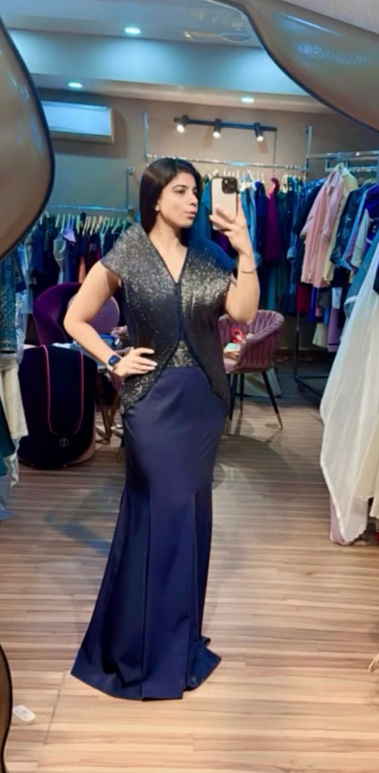 Dressed how I want be Addressed 😎.

Statement Trail Gown with embroidered wire work to make it standout .