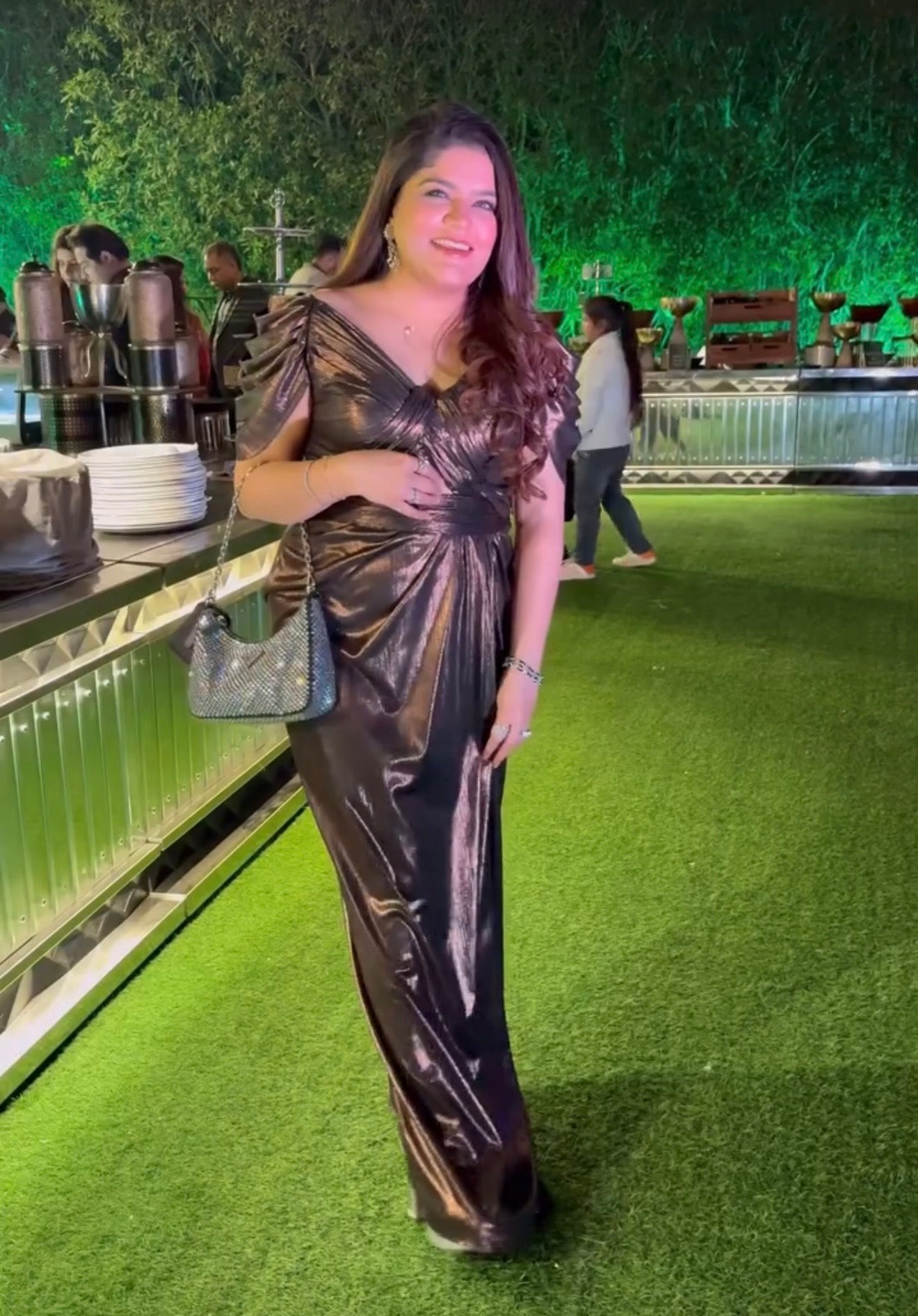 @richa.kritids in our hosteller metallic gown drape gown .
Can be customised in different colors.
