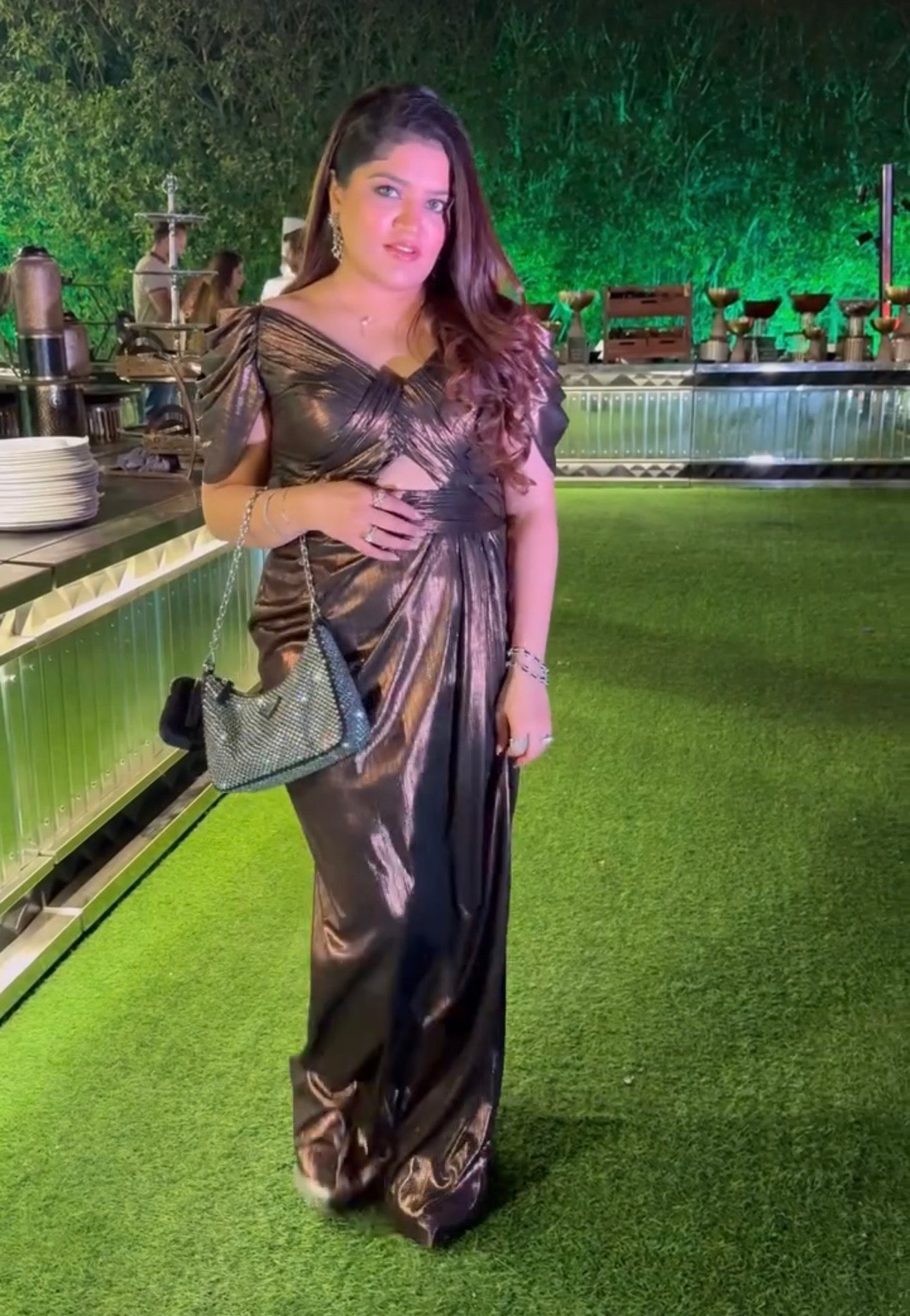 @richa.kritids in our hosteller metallic gown drape gown .
Can be customised in different colors.