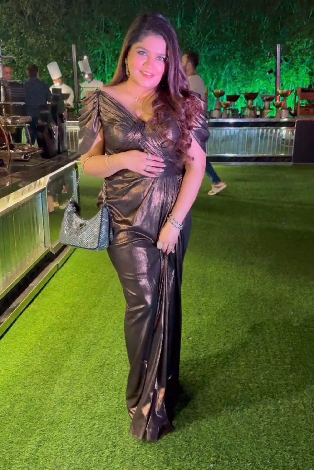 @richa.kritids in our hosteller metallic gown drape gown .
Can be customised in different colors.