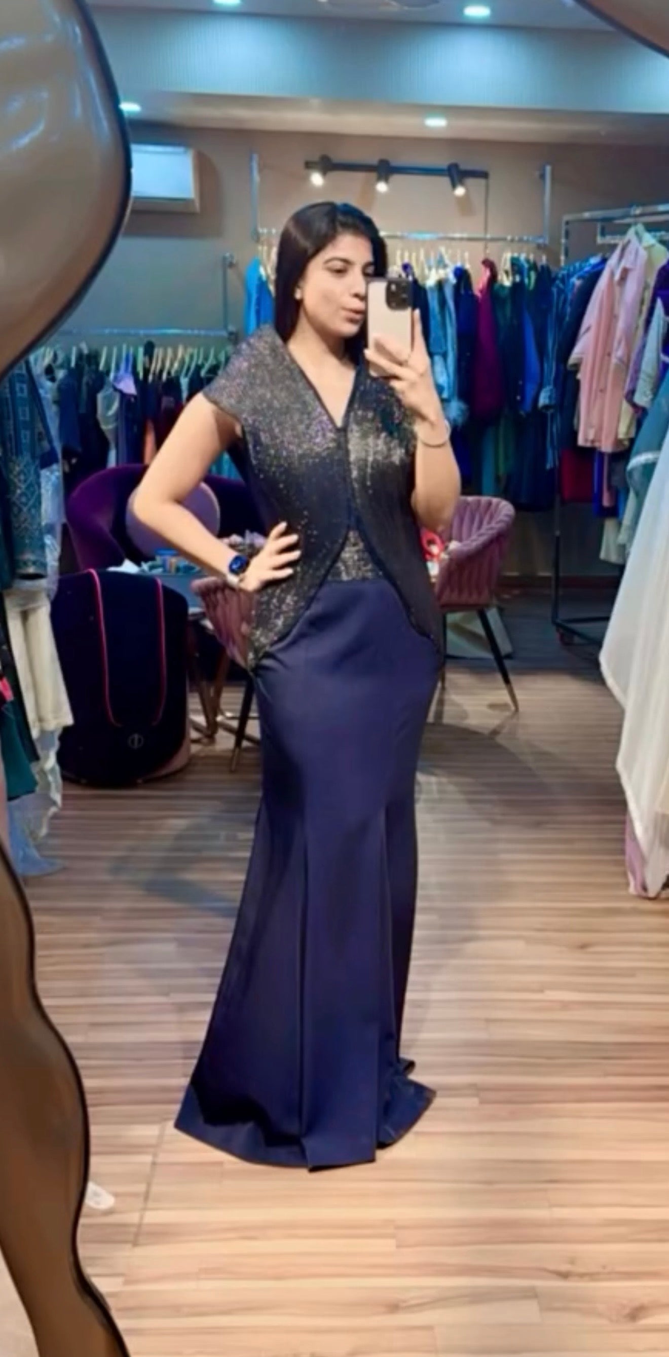 Dressed how I want be Addressed 😎.

Statement Trail Gown with embroidered wire work to make it standout .