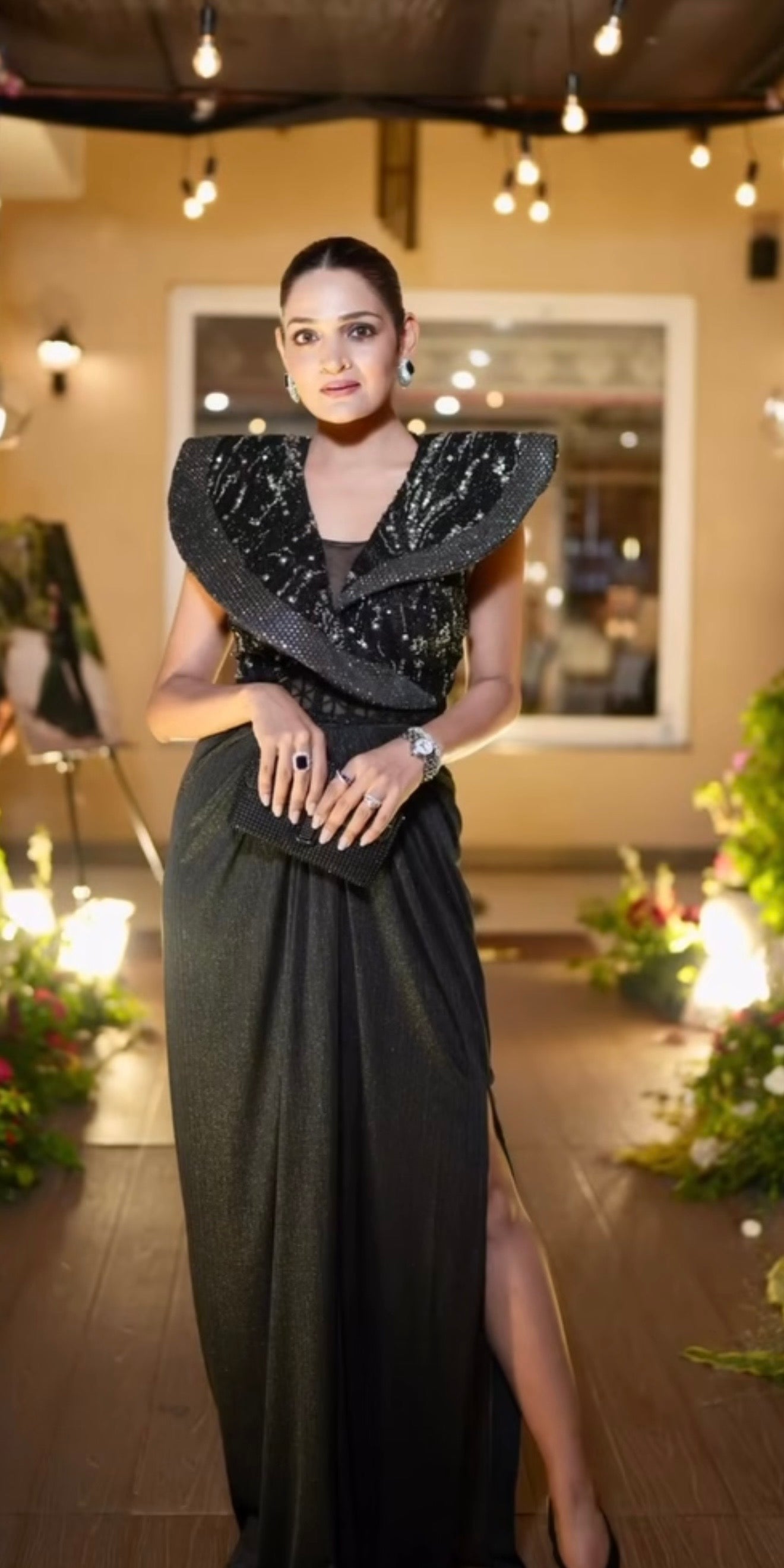 Dressed Like a Dream in Midnight Elegance -Serving Glam, Grace and Bold Beauty in every Detail .