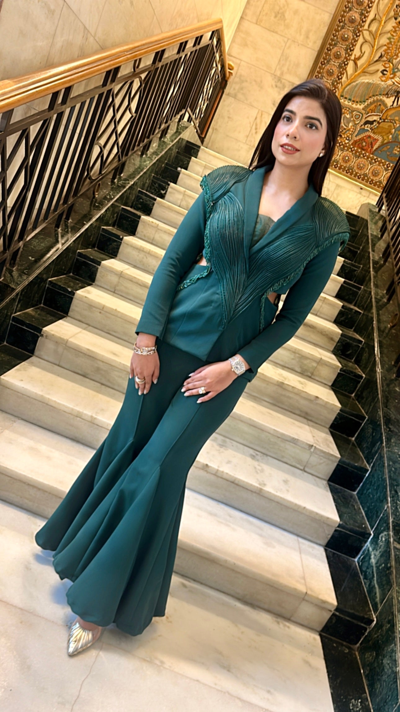 Wire-Designed Co-ord Set with Tassel Detailing & Side Cuts | Kalidaar Pants