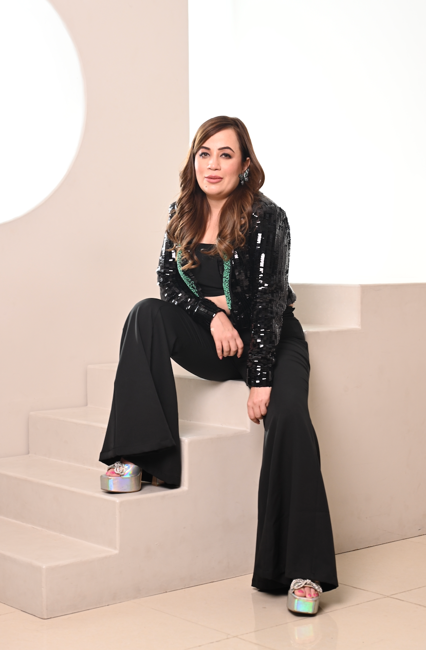 Box Sequin Embroidered Crop Blazer Set with Bustier & Pants